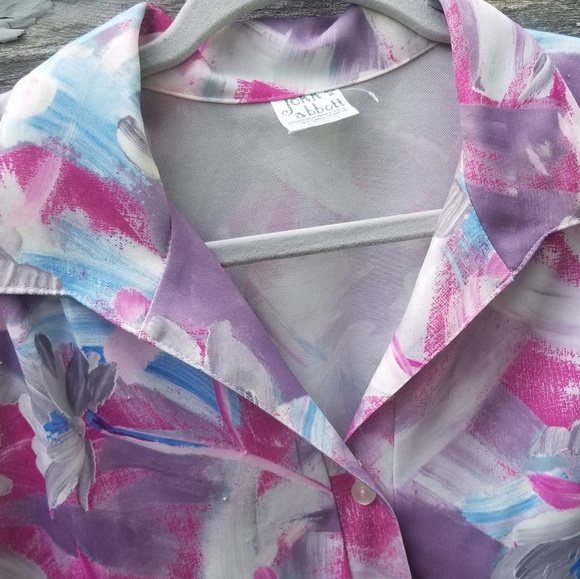 Vintage abstract Pink floral blouse - Picture 5 of 5
